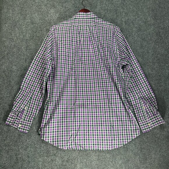 Vineyard Vines Shirt Mens Large Slim Fit Murray Button Down Purple Plaid Pocket - Picture 6 of 7